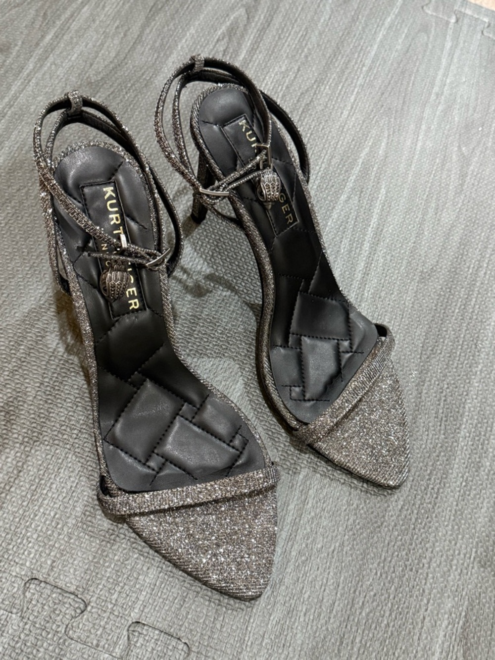 Kurt Geiger Glitter Pointed-Toe Slingback Heels - Silver